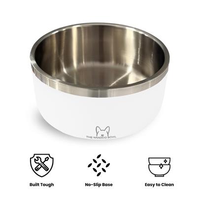 Double Wall Stainless Steel Dog & Cat Bowl - White