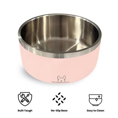 Double Wall Stainless Steel Dog & Cat Bowl - Pink