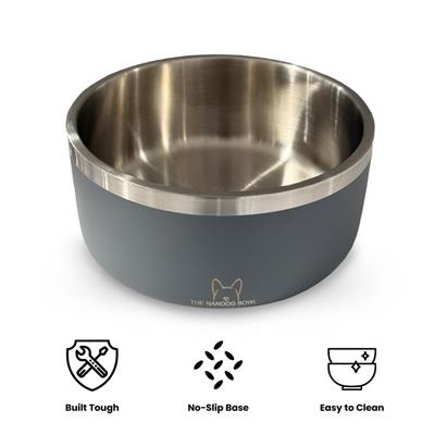 Double Wall Stainless Steel Dog & Cat Bowl - Gray