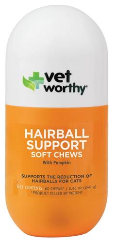 Vet Worthy Hairball Support w/ Pumpkin Soft Chews Feline 60ct