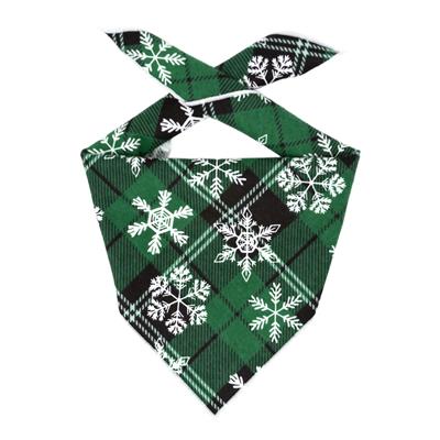 Christmas Bandana |  Green Flannel | Snowflake Dog Bandana | Xmas | Holiday