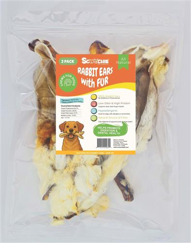 10 Pack Rabbit Ears with Fur - in peggable bag with color sticker Large PDQ of 6