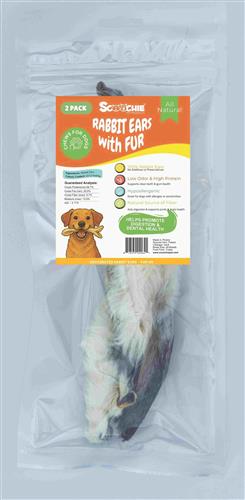 2 Pack Rabbit Ears with Fur - in peggable bag with color sticker 12X9X11 PDQ of 24