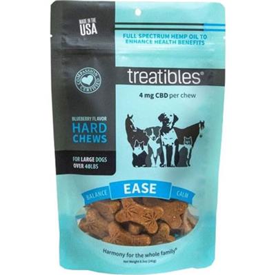 Treatibles Hemp Wellness Hard Chews Ease Blueberry Large-45 Ct