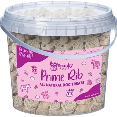 Spunkypup Crunchy Biscuit Dog Treats Bucket Prime Rib