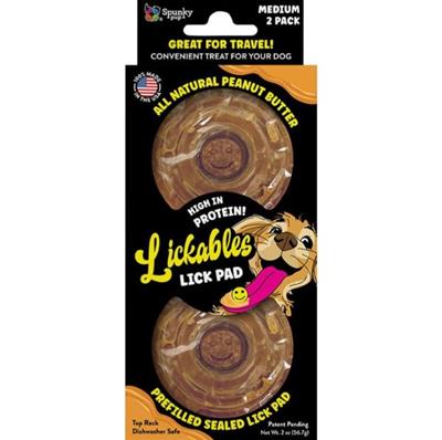 Spunkypup Lickables Filled Lick Pad Round Peanut Butter 2 Pk