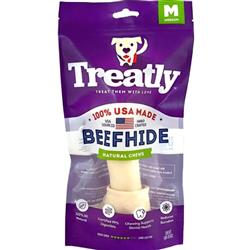 Treatly 100% USA Beefhide Bone with Header Card Natural 7in. 1 Pk