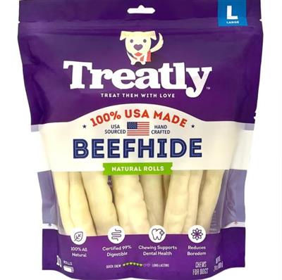 Treatly 100% USA Beefhide Rolls Natural 8in. -10 Pk