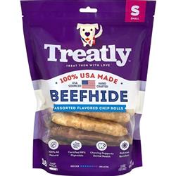 Treatly 100% USA Beefhide Chip Rolls Chicken/Beef 5in. -18 Pk