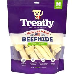 Treatly 100% USA Beefhide Bones & Rolls Natural Medium-10 Pk