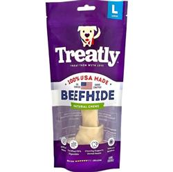 Treatly 100% USA Beefhide Bone with Header Card Natural 11in. 1 Pk