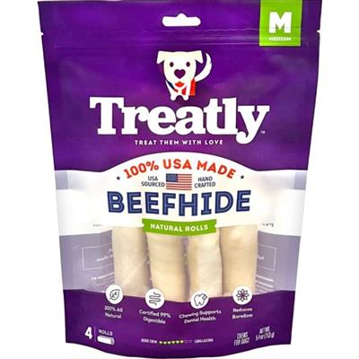 Treatly 100% USA Beefhide Rolls Natural 6in. -4 Pk