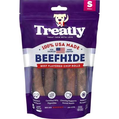Treatly 100% USA Beefhide Chip Rolls Beef 5in. -5 Pk