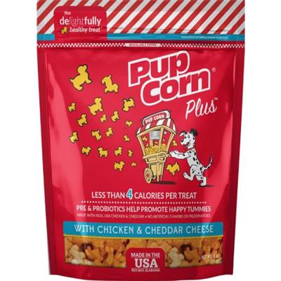 Pupcorn Plus Dog Treats Chicken/Cheddar Cheese 4oz.