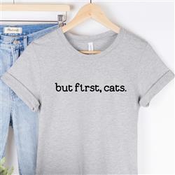 People Shirts | Printed Tshirt | Human Cat Gear | T-shirt Person | BUT FIRST CATS