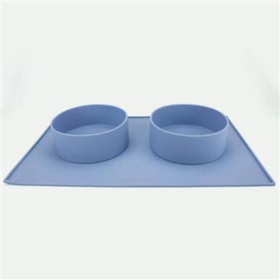 Houndstone Silicone Pet Food Mat, Dishwasher Safe, Sky Blue