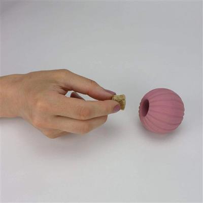 Silicone Interactive Dog Ball With Treat Pockets - Rose, Dishwasher Safe, 2 Inch Diameter