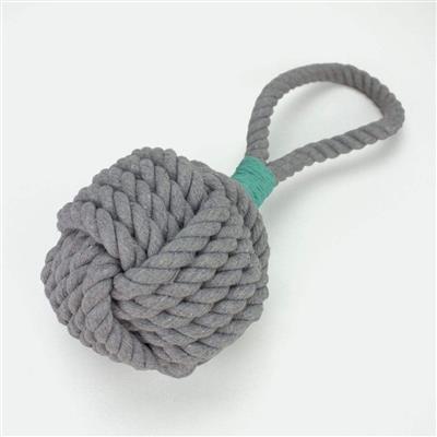 Large Durable Rope Dog Toy - Grey - Cotton Rope With Handle For Interactive Play And Exercise