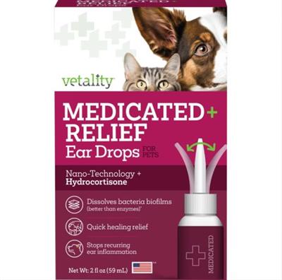Vetality Medicated Relief Ear Drops For Pets  2oz.