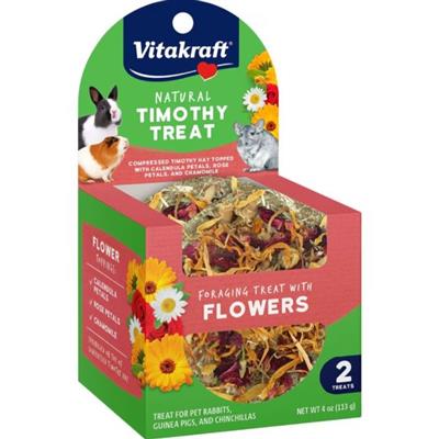 Vitakraft Natural Timothy Treat W/Flowers Sm An Flowers 4oz.-2 Pk
