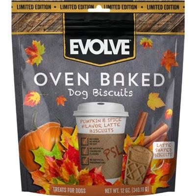 Trumph  Evolve Oven Baked Latte Dog Biscuits Pumpkin Spice 12oz.