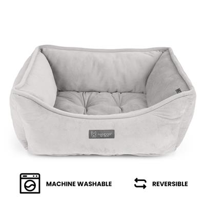 Nandog Signature Micro-Plush Reversible Dog Bed in Light Gray - Small 22X18 in