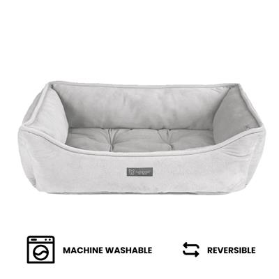Nandog Signature Micro-Plush Reversible Dog Bed in Light Gray - Large 34X22 in