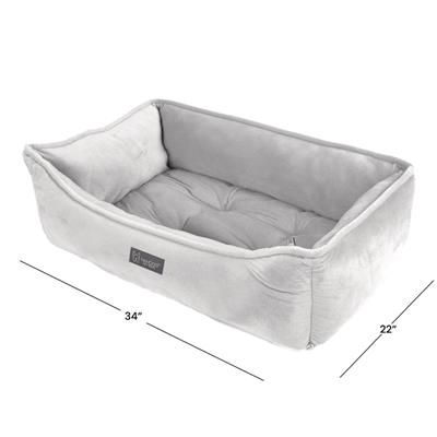 Nandog Signature Micro-Plush Reversible Dog Bed in Light Gray - Large 34X22 in