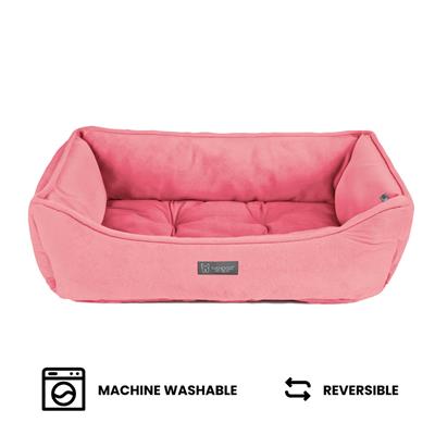 Nandog Signature Micro-Plush Reversible Dog Bed in Pink - Large 34X22 in