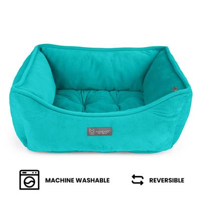 Nandog Signature Micro-Plush Reversible Dog Bed in Aqua - Small 22X18 in