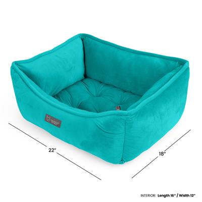 Nandog Signature Micro-Plush Reversible Dog Bed in Aqua - Small 22X18 in