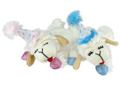 Multipet Lamb Chop Birthday Cat Toy 4" Blue