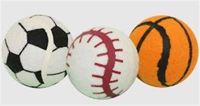 Multipet Sport Tennis Ball Dog Toy Assorted 1ea/3 pk, 2.5 in