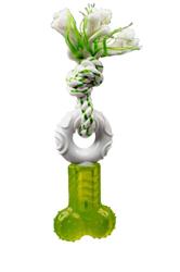 Multipet Canine Clean Spearmint Bone With Donut And Rope Dog Toy Green, White 1ea/7.5 in