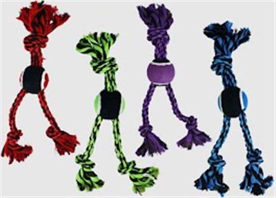 Multipet Nuts For Knots 3Knot Rope Tugs W/ Tennis Ball(Assorted) 15 Inch