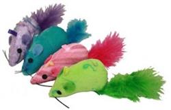 Multipet Yarn Mouse W/ Feather Tail 3Inch 75 Pc.
