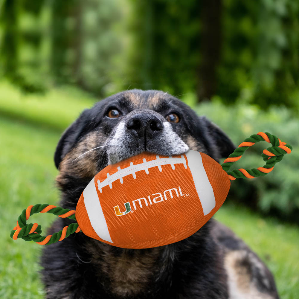Miami Hurricanes Nylon Football Dog Toy