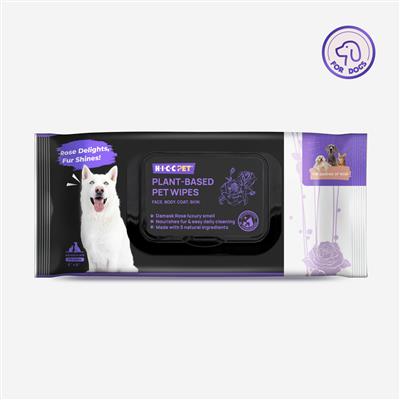 HICC Pet® Plant-Based Pet Wipes For Dogs & Cats, (damask rose-scented)