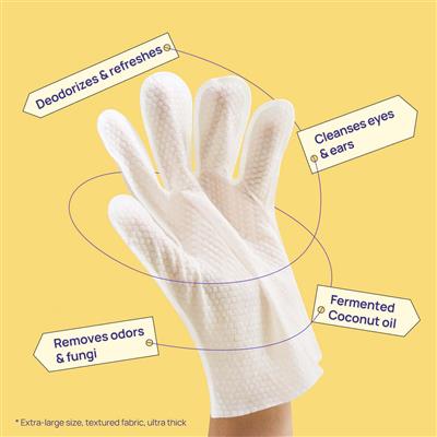 HICC Pet® Deodorizing Glove Wipes, Rose-Scented (3-Pack Set, 6 Gloves/Pack)