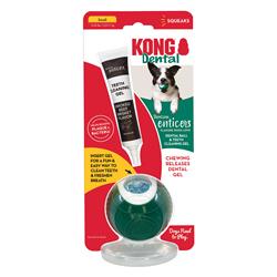 KONG Dental Ball w/Tropiclean Enticer Teeth Cleaning Gel Honey Chicken 1ea/LG, 1 oz