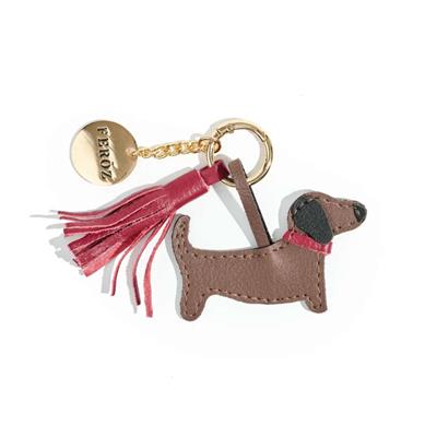 Leather Dachshund Charm Scarlet Red