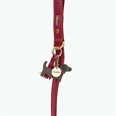 Leather Dachshund Charm Scarlet Red