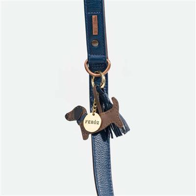 Leather Dachshund Charm Navy