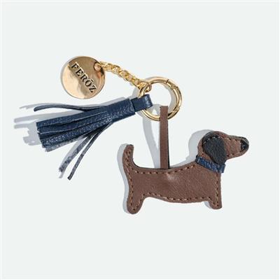 Leather Dachshund Charm Navy
