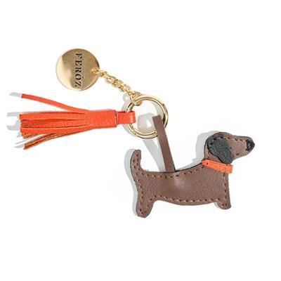 Leather Dachshund Charm Orange