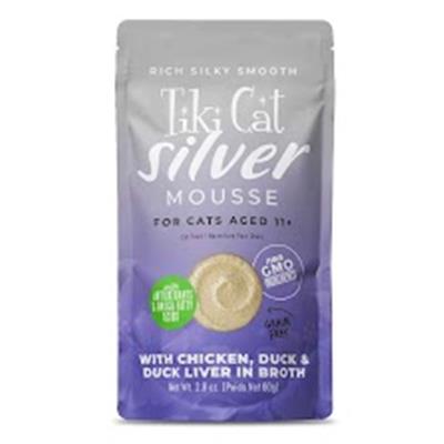Tiki Pet Cat Silver Mousse Chicken, Duck, Duck Liver 2.8oz. (Case of 12)