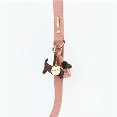 Leather Dachshund Charm Dusty Rose