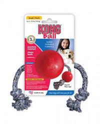 KONG Ball with Rope Dog Toy Red 1ea/SM