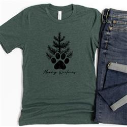 CHRISTMAS SHIRT | Unisex TSHIRT | Holiday Shirt | People Shirt | MERRY WOOFMAS TREE W/ PAW