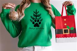 Holiday Shirt | Christmas Sweatshirt | Crew Neck | People Shirt | Sweatshirt | MERRY WOOFMAS TREE W/ PAW
